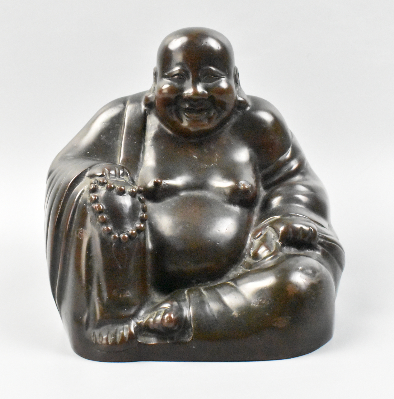 CHINESE BRONZE BUDDHA W/ SILVER