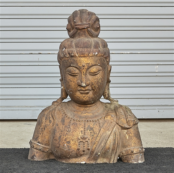 Chinese bronze bust of Guanyin; 23"