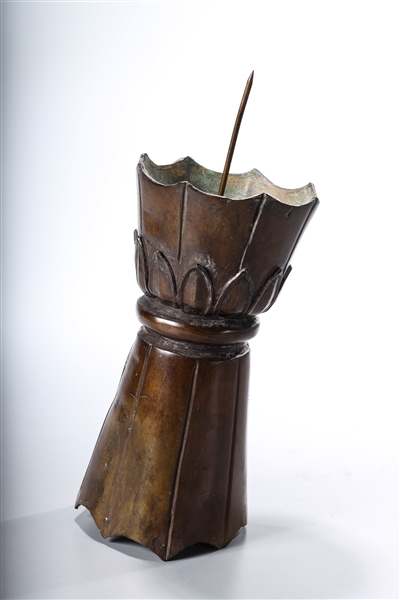 Chinese bronze candlestick; 13" x