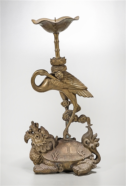 Chinese bronze candlestick; in
