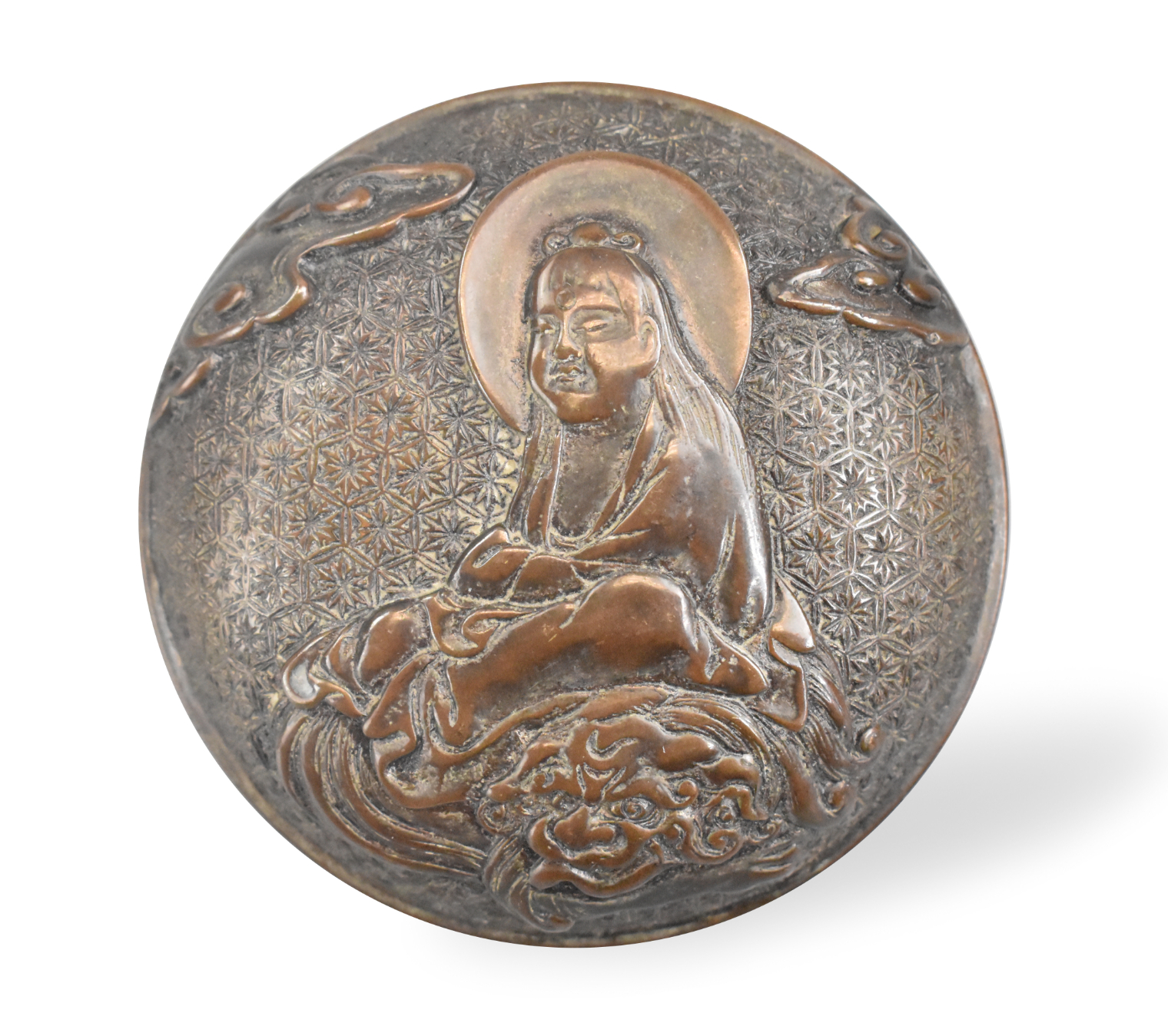 CHINESE BRONZE CARVED SEAL BOX W/
