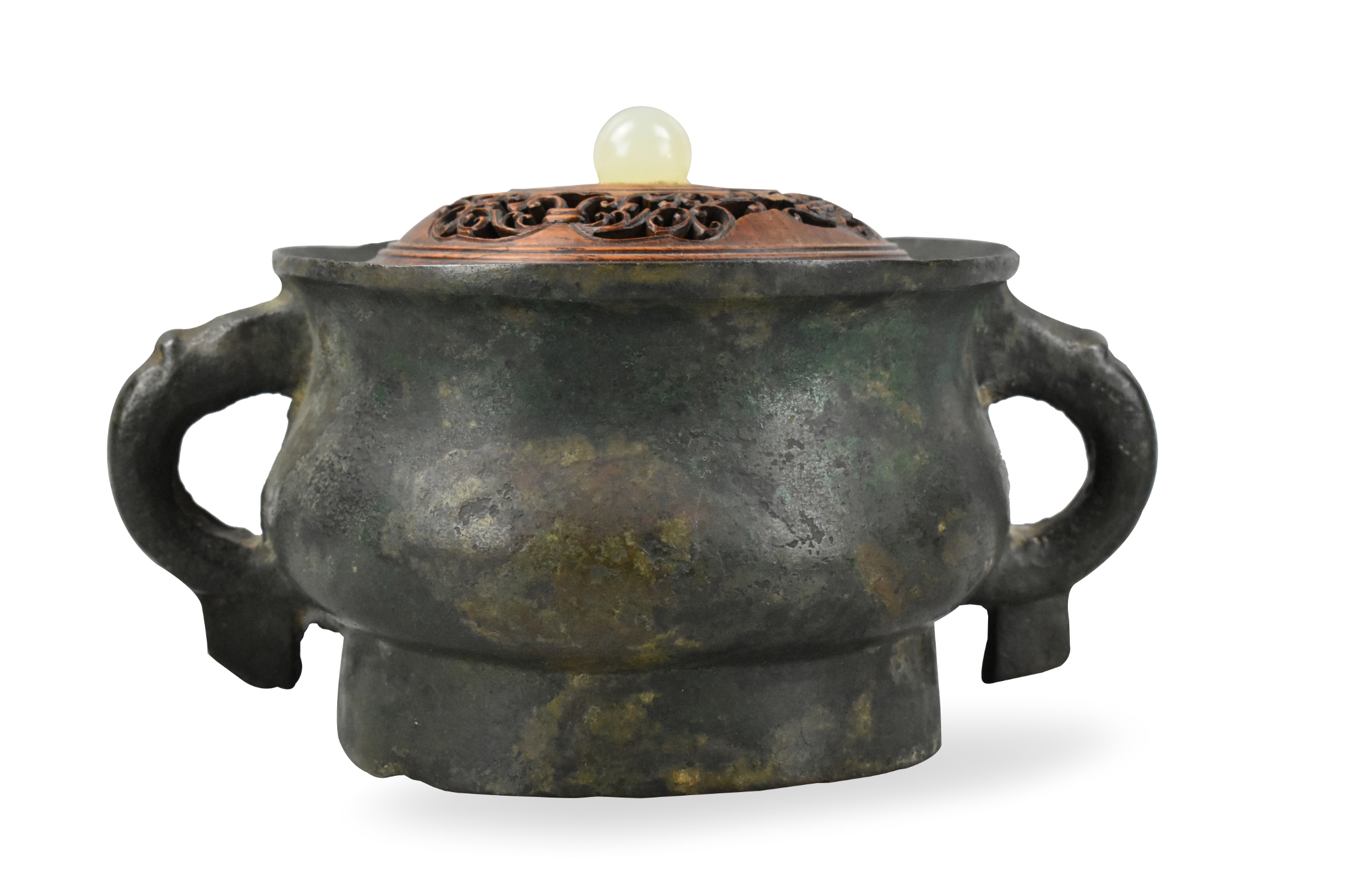 CHINESE BRONZE CENSER & COVER,