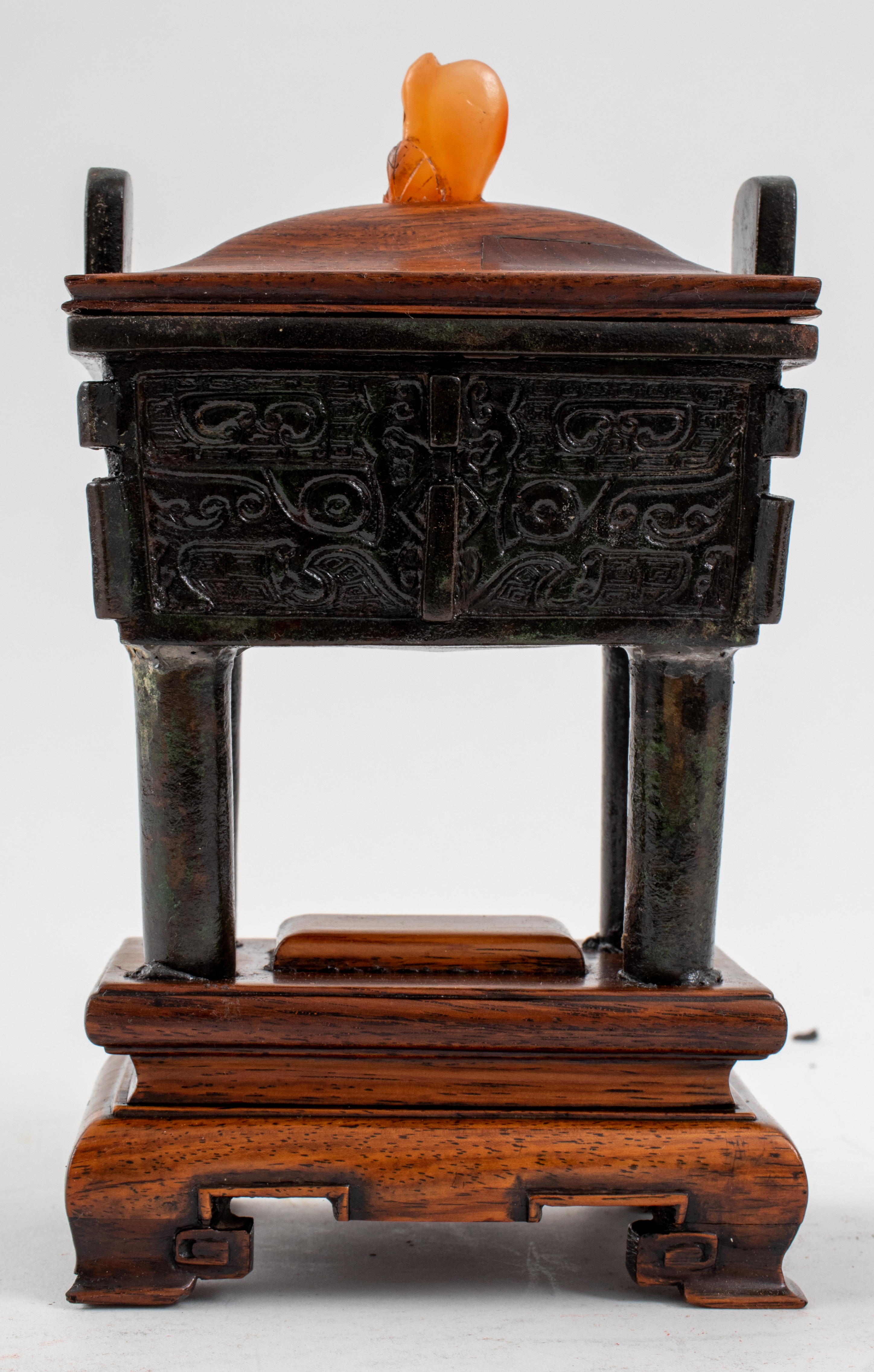 CHINESE BRONZE CENSER FANG DING