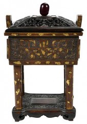 CHINESE BRONZE CENSER SPLASHED