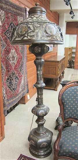 CHINESE BRONZE CLOISONNE FLOOR LAMP
