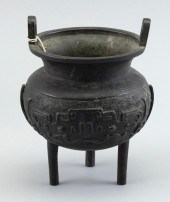 CHINESE BRONZE DING 18TH CENTU