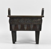 CHINESE BRONZE DING CENSE W/ S