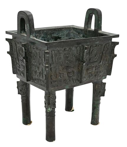CHINESE BRONZE DING, FOUR FOOTED