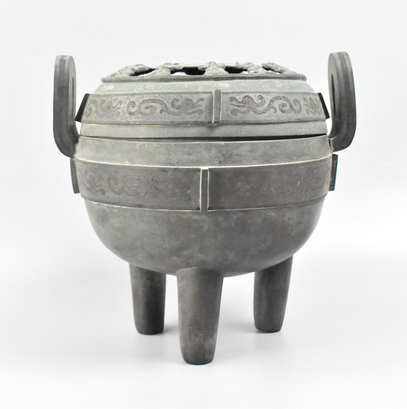 CHINESE BRONZE DING TRIPOD CENSER