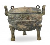 CHINESE BRONZE DING VESSEL & C