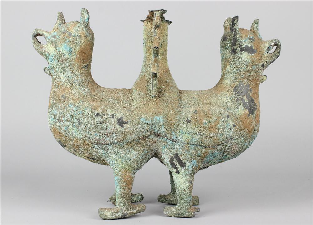 CHINESE BRONZE DOUBLE MYTHICAL BIRD