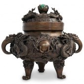 CHINESE BRONZE DRAGON CENSERDE