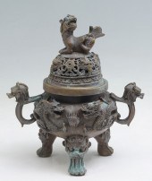 CHINESE BRONZE DRAGON CENSOR: