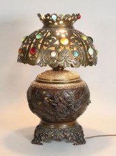 CHINESE BRONZE DRAGON VASE LAM