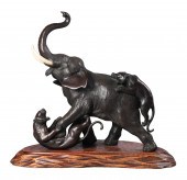 Chinese bronze elephant and ti