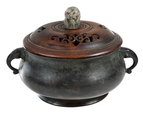 CHINESE BRONZE ELEPHANT HANDLE