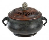 CHINESE BRONZE ELEPHANT HANDLE