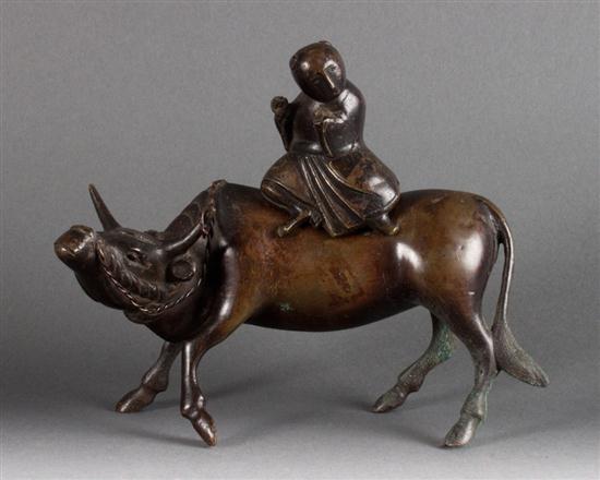 Chinese bronze figural group of a