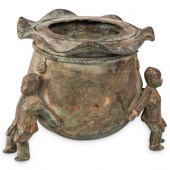 CHINESE BRONZE FIGURAL PLANTER