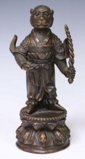 CHINESE BRONZE FIGURAL WARRIOR
