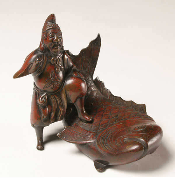 Chinese bronze figure group of a