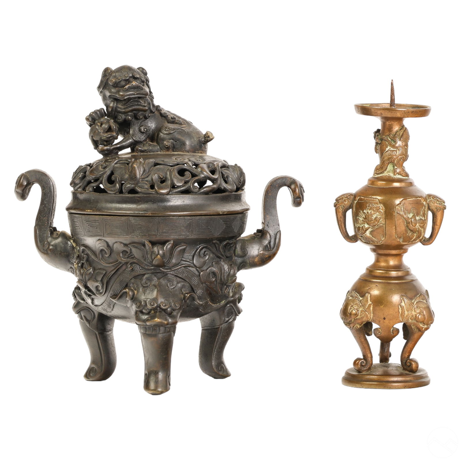 CHINESE BRONZE FOO DOG CENSOR &