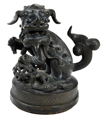 CHINESE BRONZE FOO DOGdog in seated