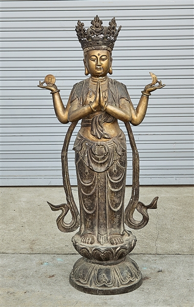Chinese bronze four arm Guanyin;