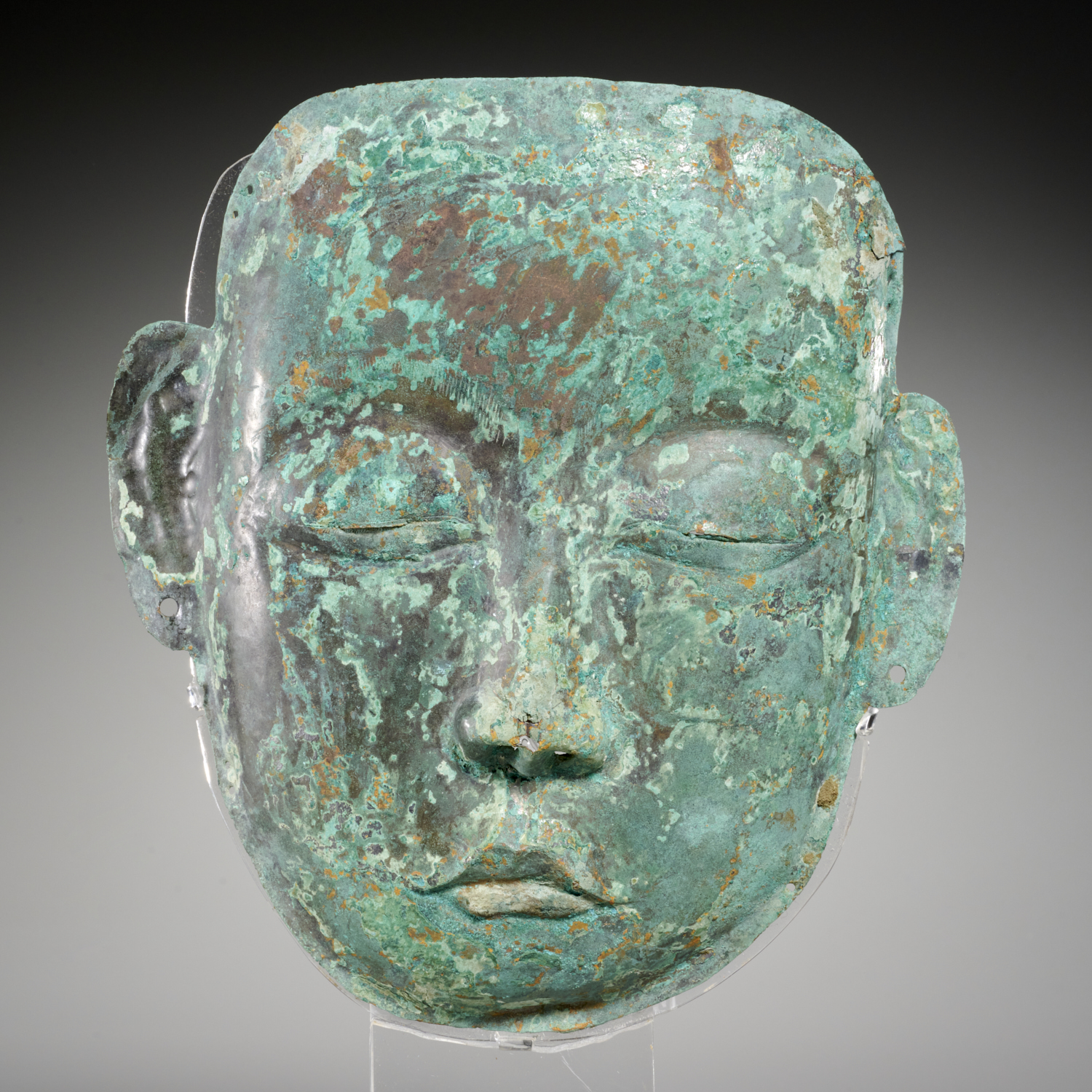 CHINESE BRONZE FUNERARY MASK