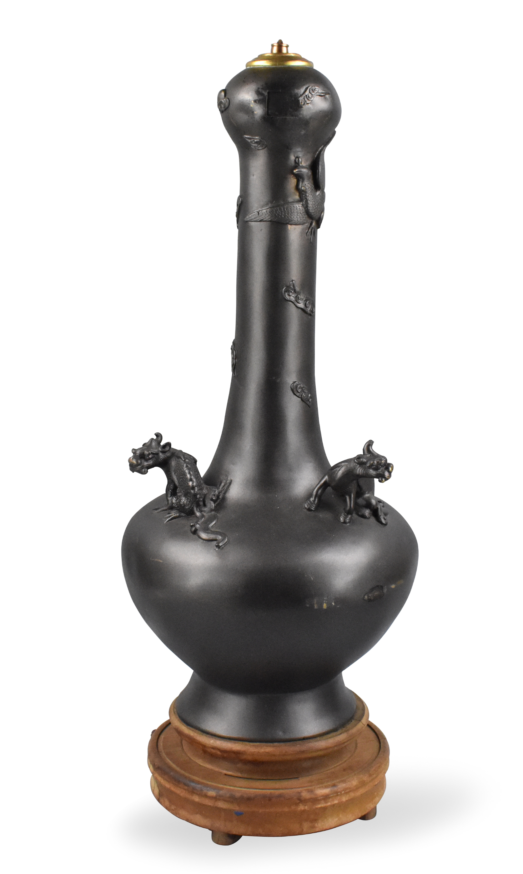 CHINESE BRONZE GARLIC HEAD VASE