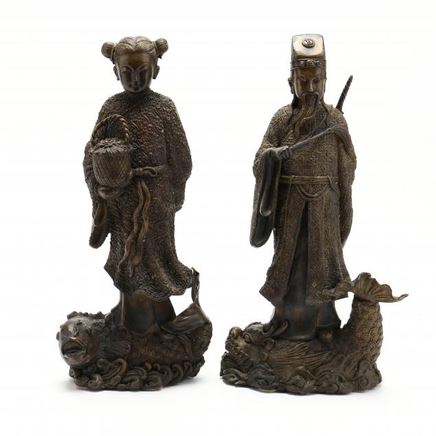 CHINESE BRONZE GOD AND GODDESS OF