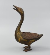 CHINESE BRONZE GOOSE CENSER, 1