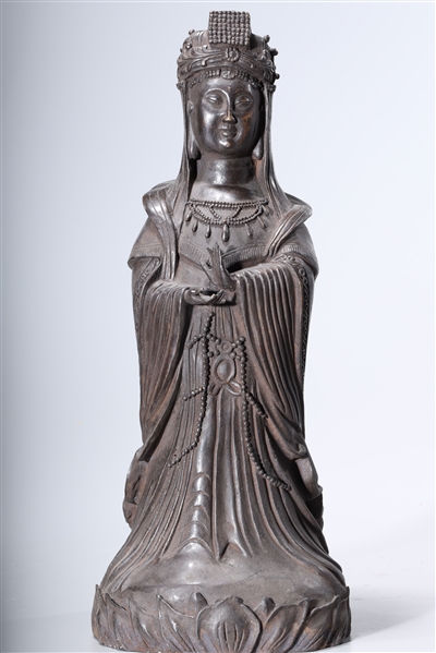 Chinese bronze Guanyin; 16" x 6"