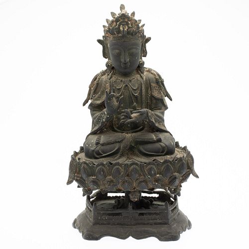CHINESE BRONZE GUANYIN, MING