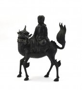 CHINESE BRONZE GUANYIN ON QILI