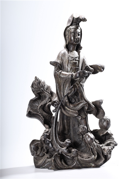 Chinese bronze Guanyin; standing