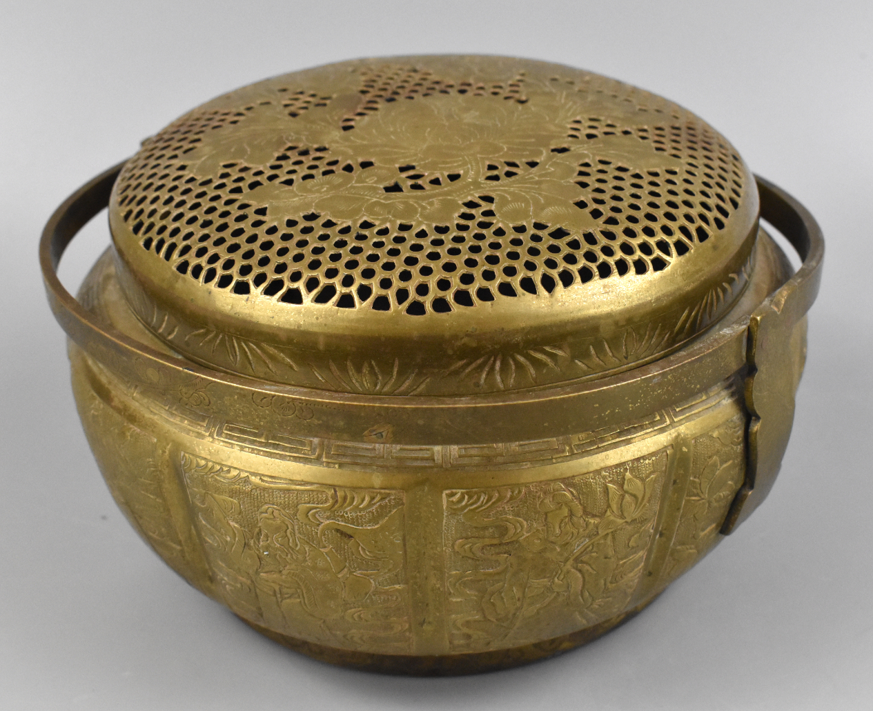 CHINESE BRONZE HAND WARMER W/ 8