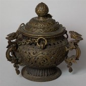CHINESE BRONZE HANGING CENSER
