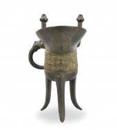 CHINESE BRONZE JUE WINE VESSEL