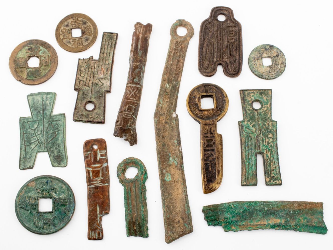 CHINESE BRONZE KEYS & COINS, 14