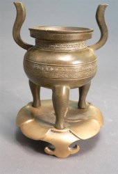 CHINESE BRONZE KORO ON STAND,