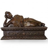 CHINESE BRONZE LAYING BUDDHADE