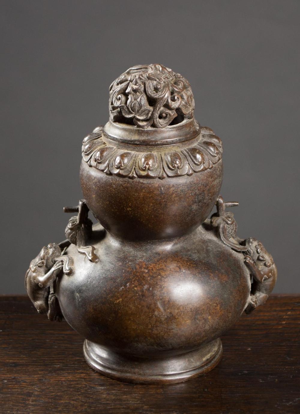 CHINESE BRONZE LIDDED CENSER, OF