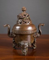 CHINESE BRONZE LIDDED CENSERCH
