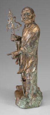 Chinese bronze lohan, standing with