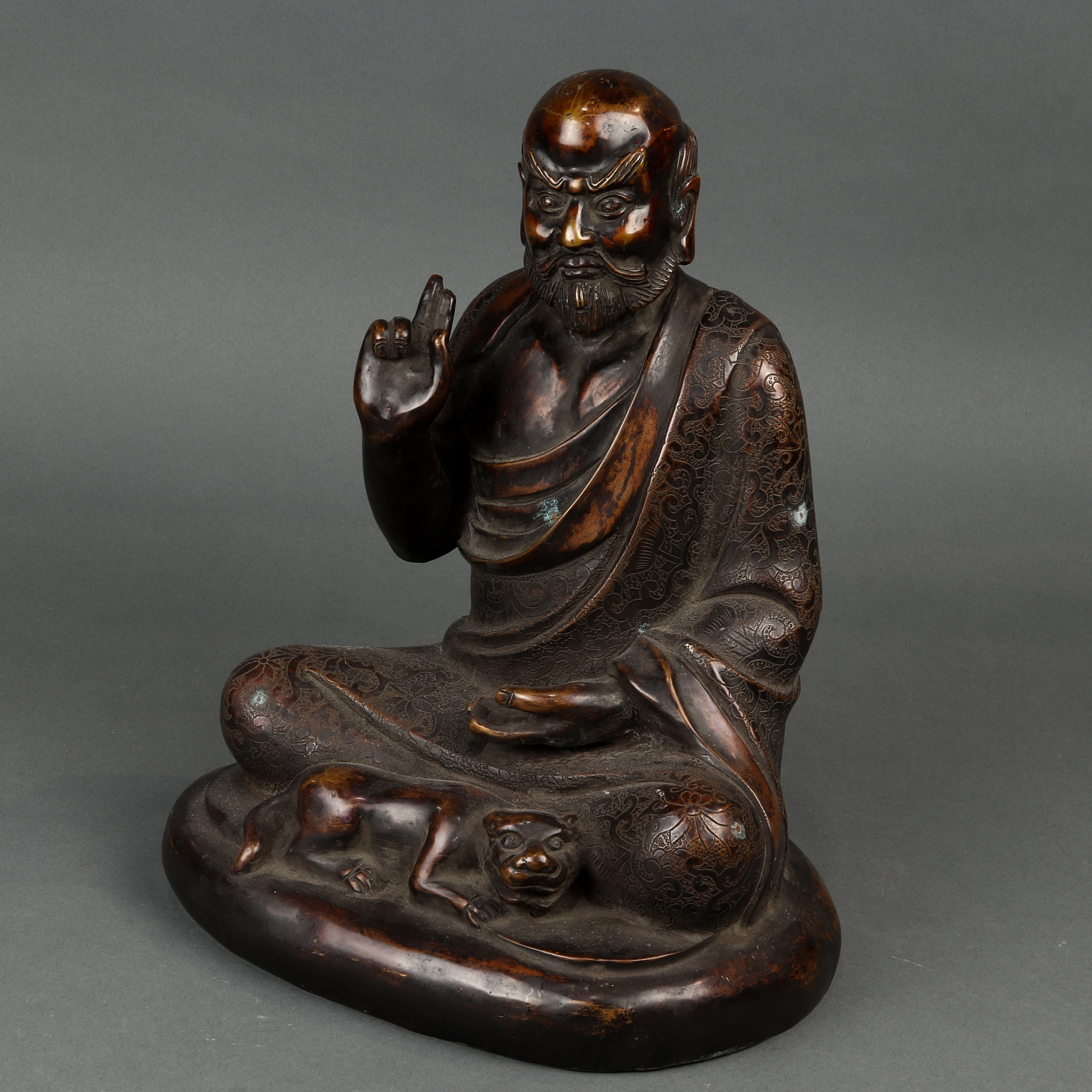 CHINESE BRONZE LUOHAN FIGURE