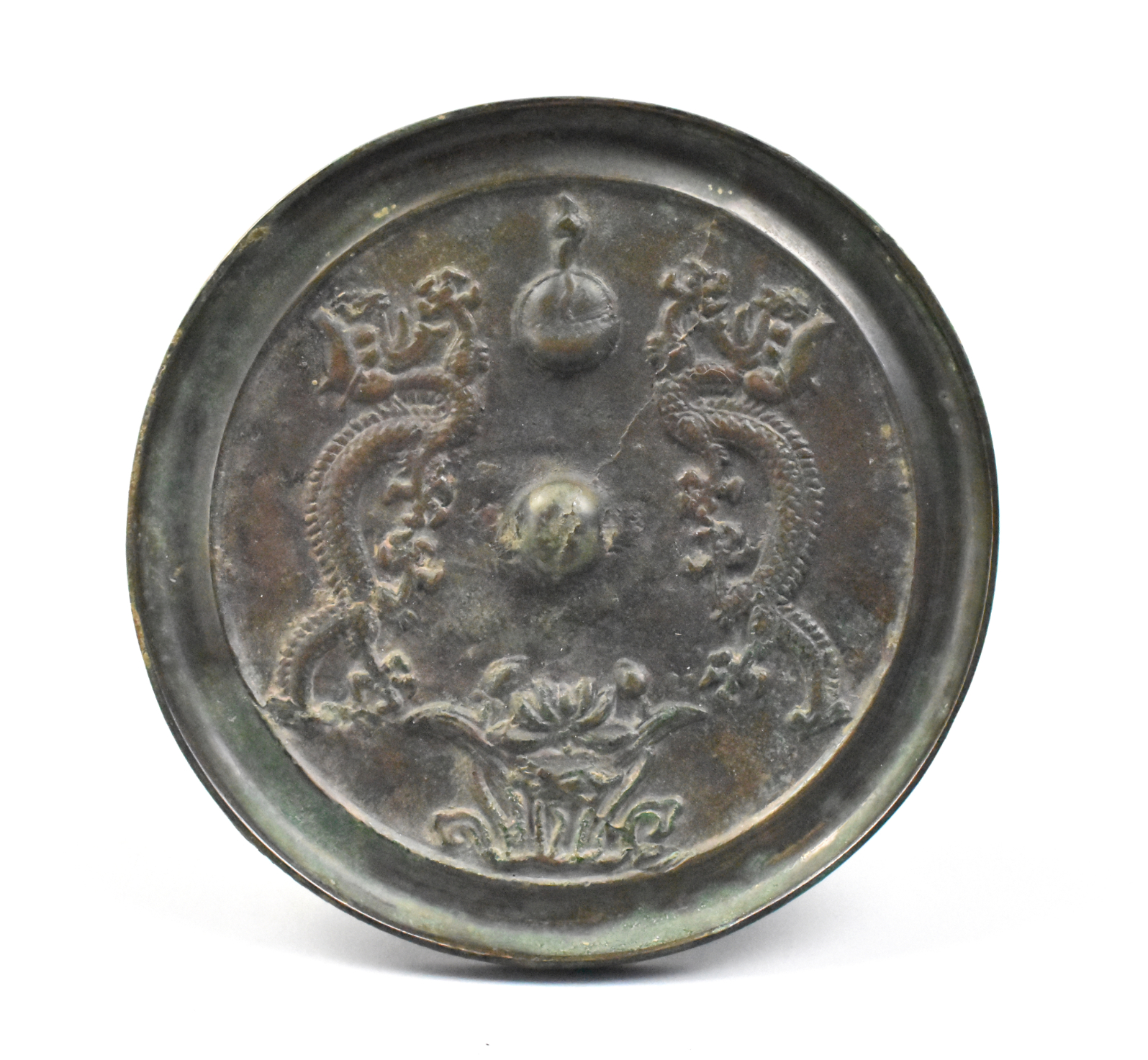 CHINESE BRONZE MIRROR W/ TWIN