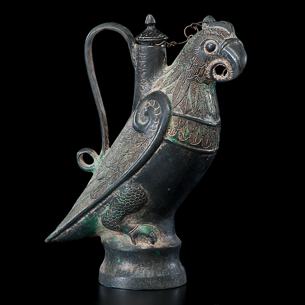 Chinese Bronze Parrot Ewer