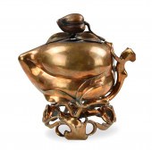 CHINESE BRONZE PEACH SHAPED IN