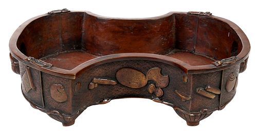CHINESE BRONZE PLANTER WITH